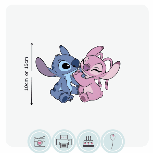 Stitch and Angel Inspired Precut Icing Shape